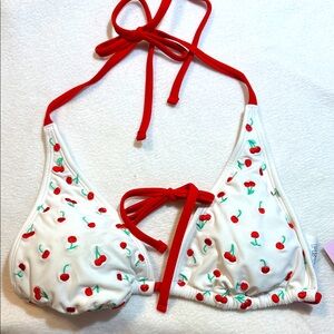 Wild Fable White Bikini Top with Red Cherries. Size 8-10/Medium